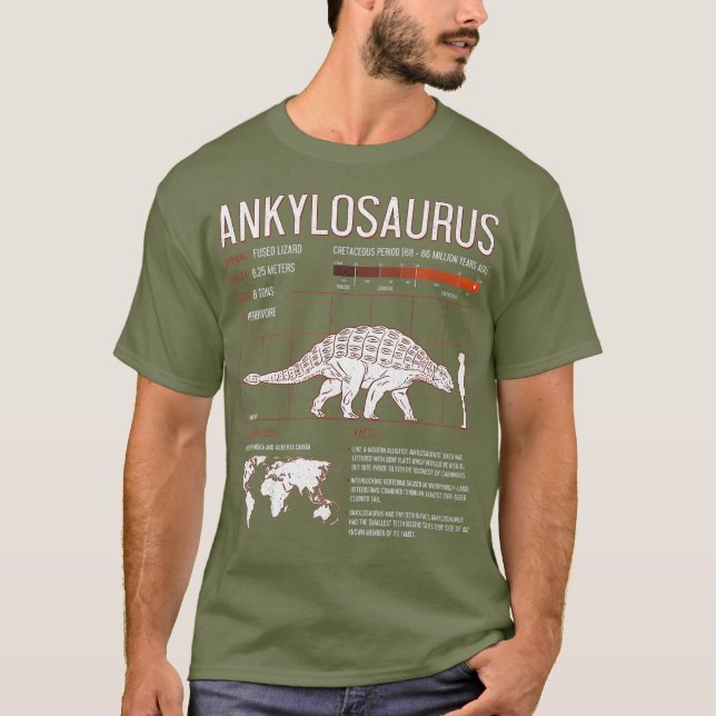Ankylosaurus Dinosaur Facts Paleontologist Nerd T-Shirt (Front)