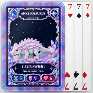 Ankylosaurus Dinosaur, Rainbow Foil Art Poker Cards