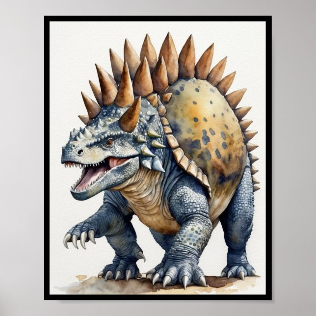 Ankylosaurus Dinosaur Watercolor painting Poster (Front)