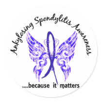 Ankylosing Spondylitis Butterfly 6.1 Classic Round Sticker