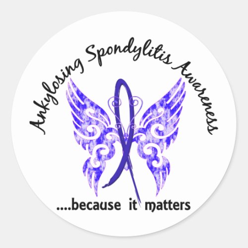 Ankylosing Spondylitis Butterfly 61 Classic Round Sticker