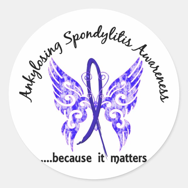 Ankylosing Spondylitis Butterfly 6.1 Classic Round Sticker (Front)