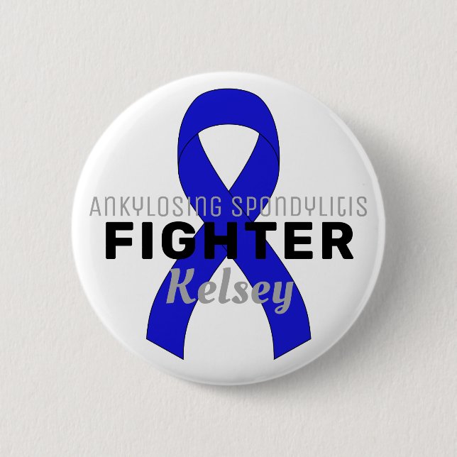 Ankylosing Spondylitis Ribbon White Button (Front)