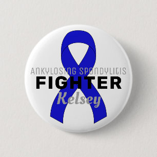 Ankylosing Spondylitis Ribbon White Button