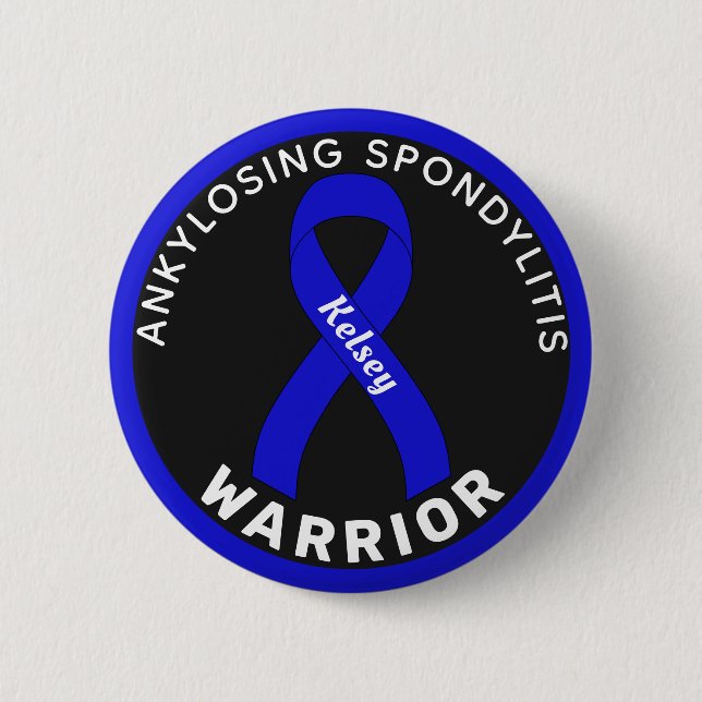 Ankylosing Spondylitis Warrior Ribbon Black Button (Front)