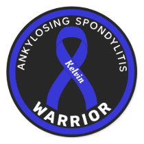 Ankylosing Spondylitis Warrior Ribbon Black Classic Round Sticker