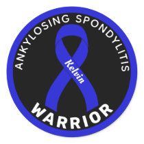 Ankylosing Spondylitis Warrior Ribbon Black Classic Round Sticker