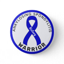 Ankylosing Spondylitis Warrior Ribbon White Button