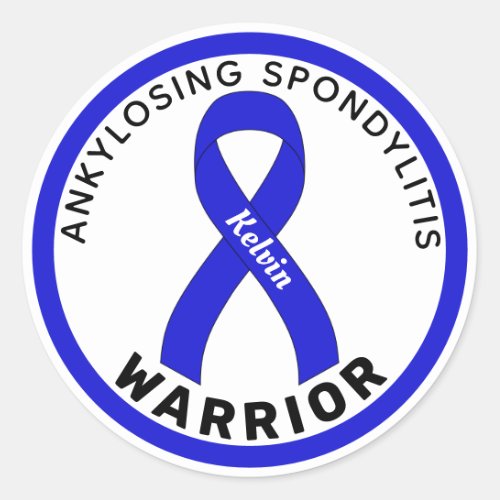 Ankylosing Spondylitis Warrior Ribbon White Classic Round Sticker