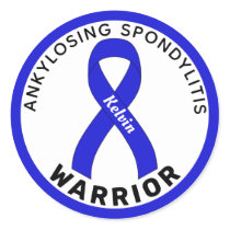 Ankylosing Spondylitis Warrior Ribbon White Classic Round Sticker