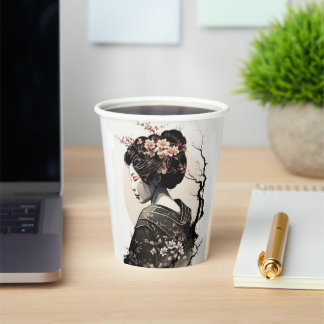 Anmutige japanische Geisha - Paper Cups
