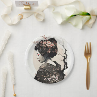 Anmutige japanische Geisha - Paper Plates
