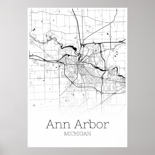 Ann Arbor Map _ Michigan _ City Map Poster