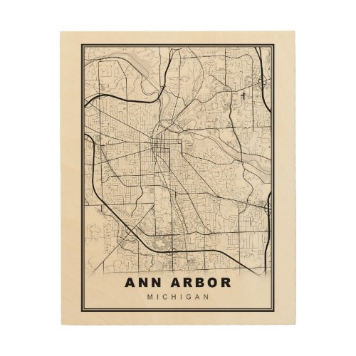 Ann Arbor Map Wood Wall Art