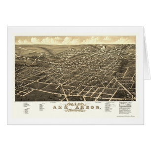 Ann Arbor, MI Panoramic Map - 1880 Cards