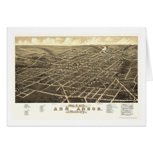 Ann Arbor, MI Panoramic Map - 1880 Cards (Front Horizontal)