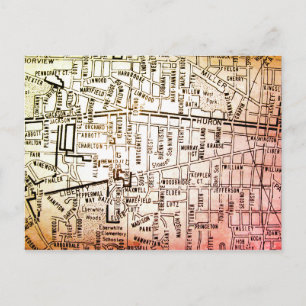 Ann Arbor, MI Vintage Map Postcard