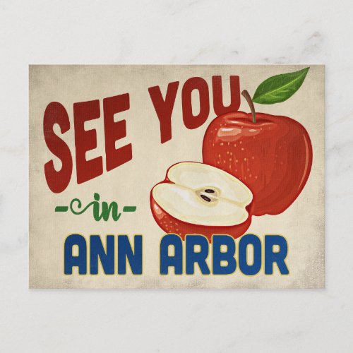 Ann Arbor Michigan Apple _ Vintage Travel Postcard