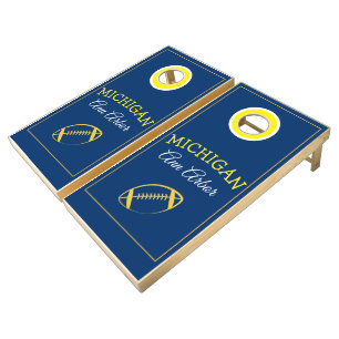 Ann Arbor Michigan Blue and Maize Football Cornhole Set