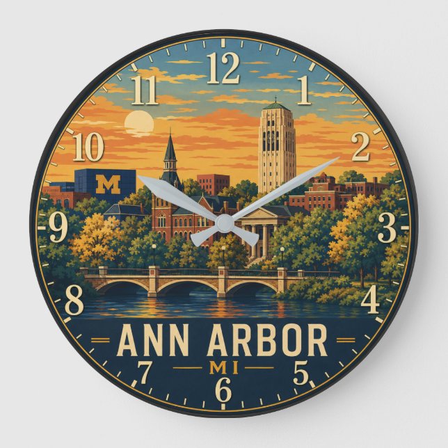 Ann Arbor Michigan Campus Large Clock (Front)