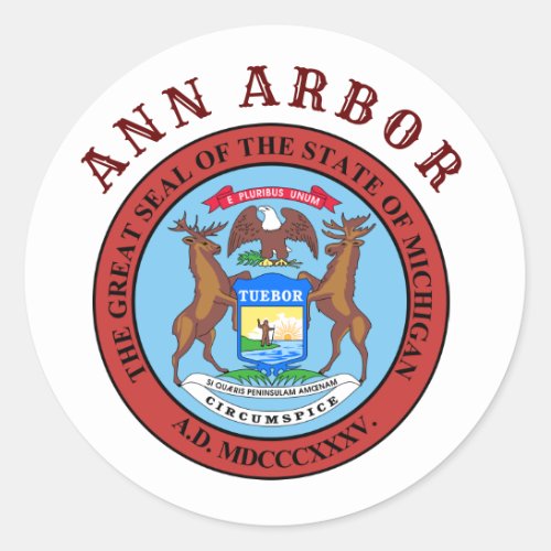 Ann Arbor Michigan Classic Round Sticker