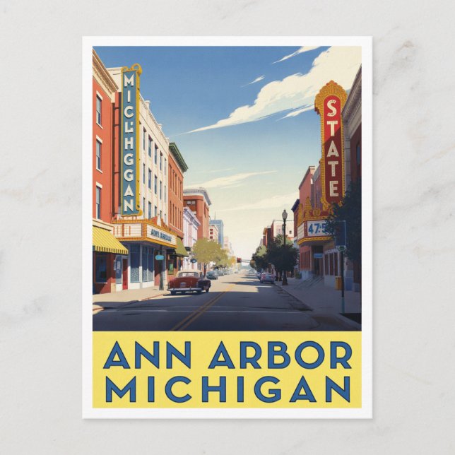 Ann Arbor Michigan Downtown Street Art Postcard (Front)