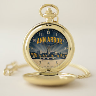 Ann Arbor Michigan Historic College Town Pocket Watch