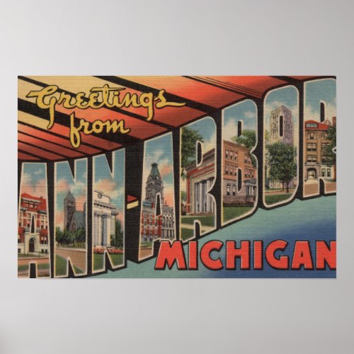 Ann Arbor Michigan _ Large Letter Scenes Poster