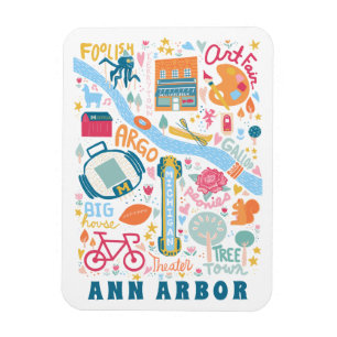 Ann Arbor Michigan Map Favorite Things  Magnet