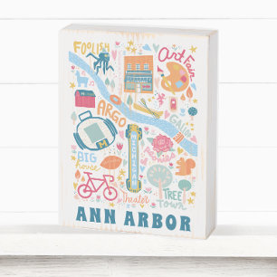 Ann Arbor Michigan Map Favorite Things Wooden Box Sign