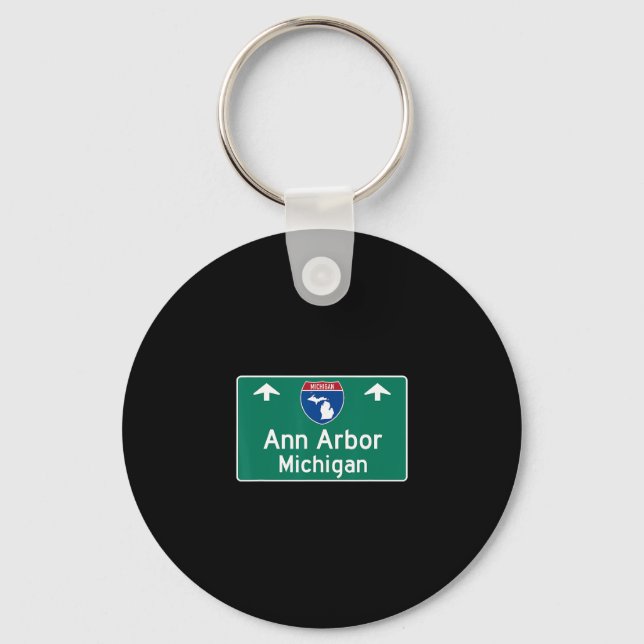 Ann Arbor Michigan Mi Interstate Highway Vacation  Keychain (Front)