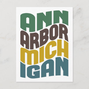 Ann Arbor Michigan Retro Wave Postcard