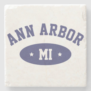 Ann Arbor, Michigan Vintage Typography Coaster