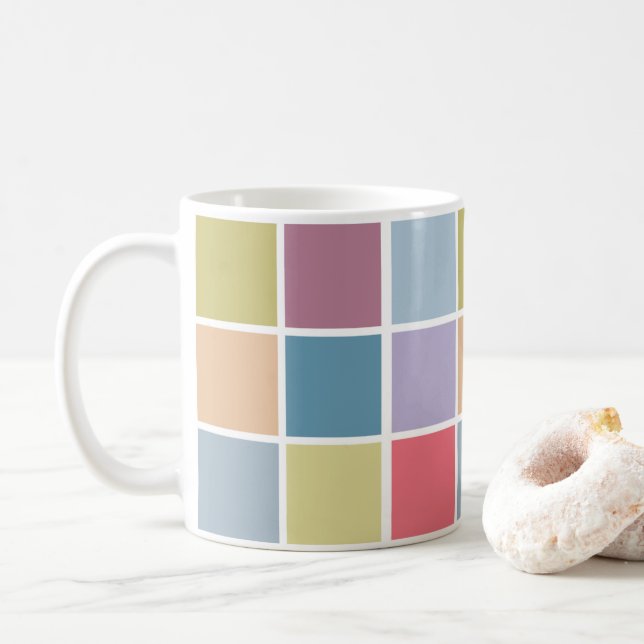 Ann Arbor Pastel Chalk Squares Coffee Mug (With Donut)