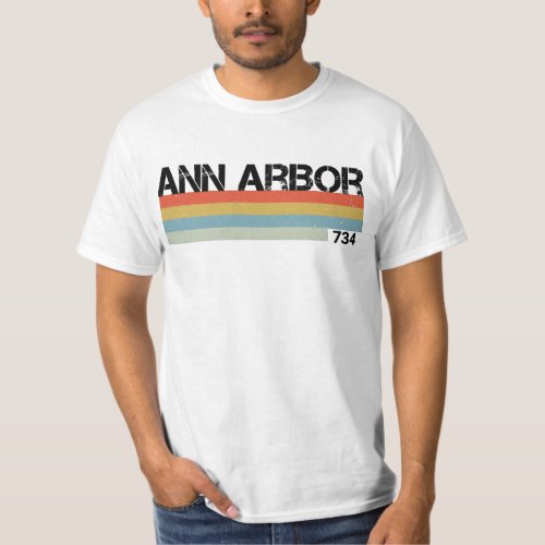 Ann Arbor Retro Vintage Stripes Area Code T_Shirt