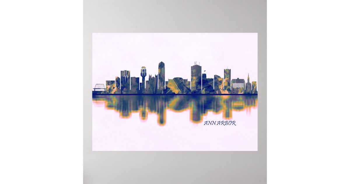 Ann Arbor Skyline Poster Zazzle