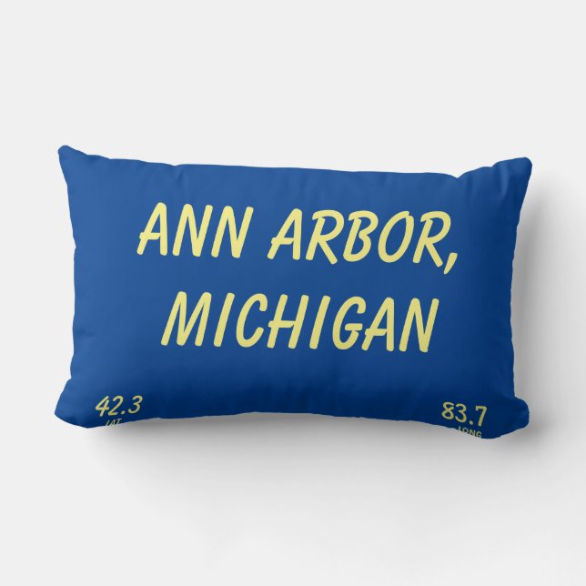Ann Arbor Throw Pillow Latitude-Longitude (Back)