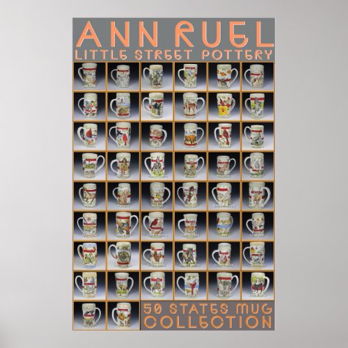 Ann Ruel Pottery _ States Mug Collection Poster