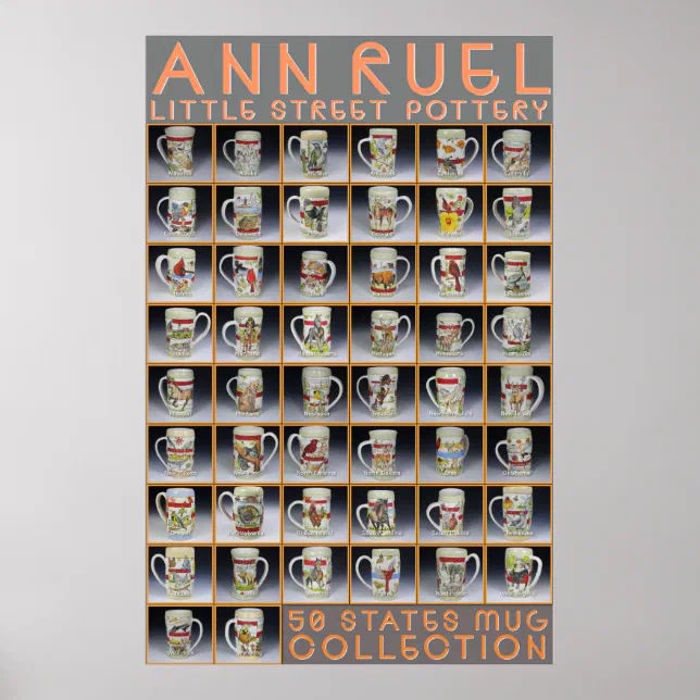 Ann Ruel Pottery - States Mug Collection Poster | Zazzle