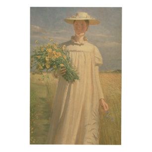 Anna Ancher returning from Flower Picking, 1902 Wood Wall Decor