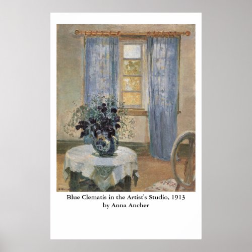 Anna Anchers Blue Clematis in the Artists Studio Poster