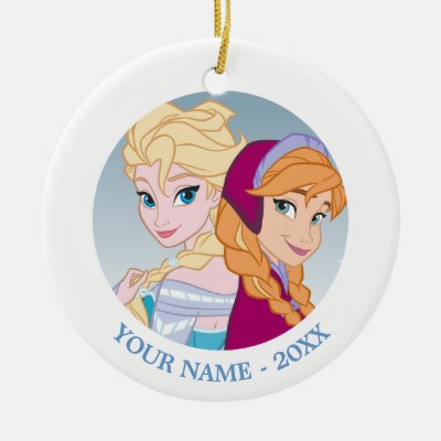Anna and Elsa | Back To Back Add Your Name Ceramic Ornament