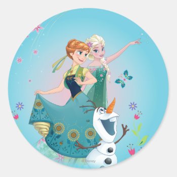 Anna And Elsa | Celebrate Sisterhood Classic Round Sticker by frozen at Zazzle