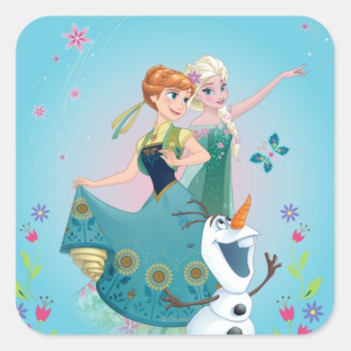 Anna and Elsa  Celebrate Sisterhood Square Sticker