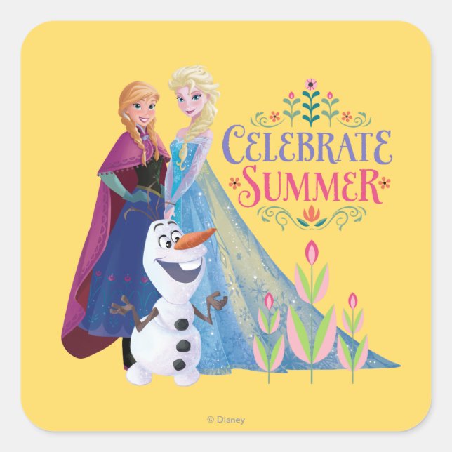 Anna and Elsa | Celebrate Summer Square Sticker (Front)