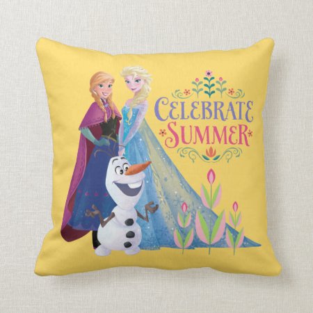 Anna And Elsa | Celebrate Summer Throw Pillow