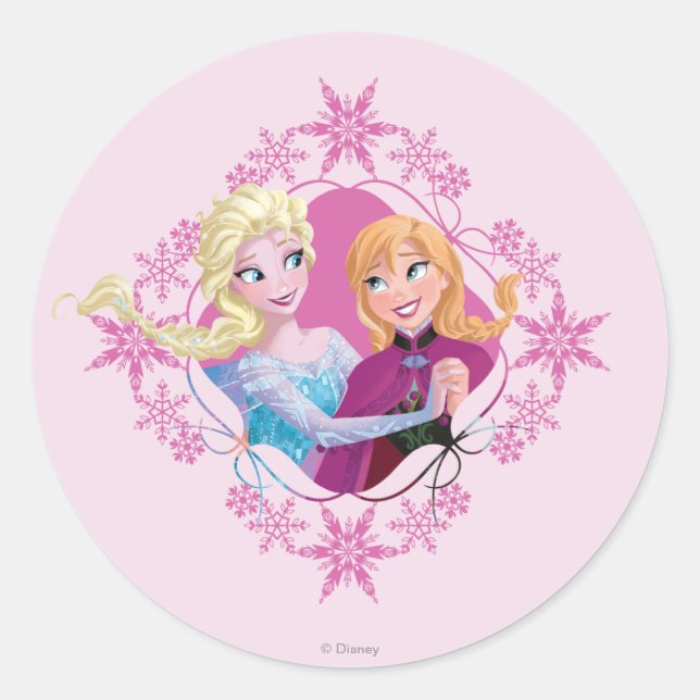 Anna and Elsa | Family Forever Classic Round Sticker (Front)