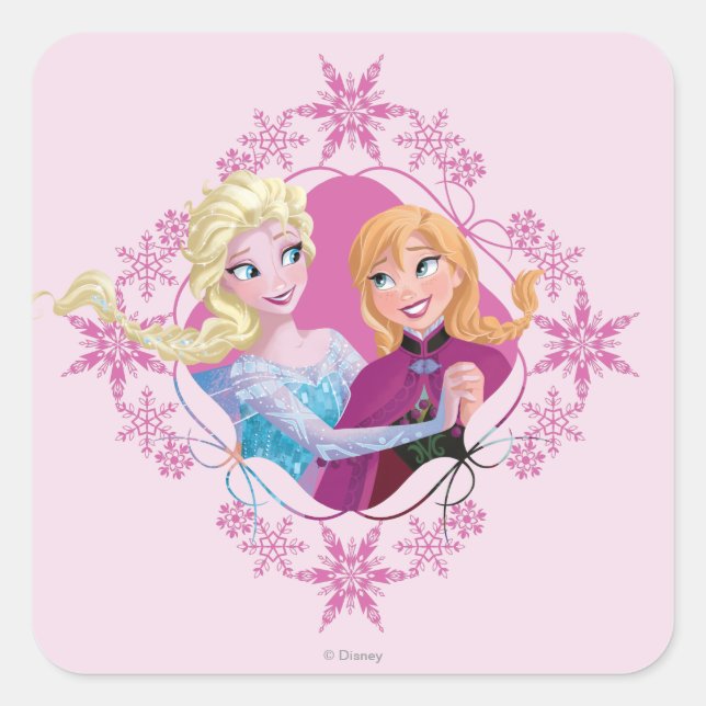 Anna and Elsa | Family Forever Square Sticker (Front)