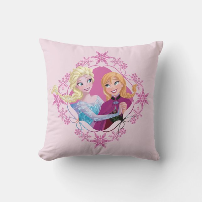 Anna and Elsa | Family Forever Throw Pillow (Front)