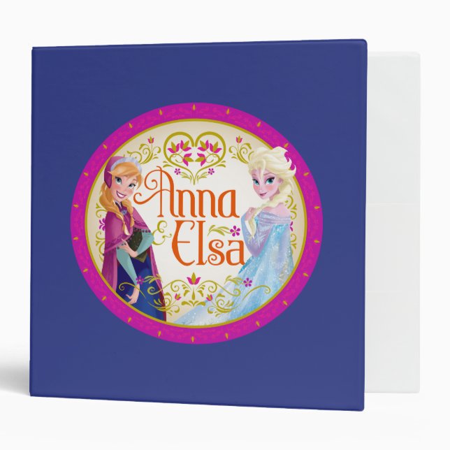 Anna and Elsa | Floral Frame 3 Ring Binder (Front/Inside)
